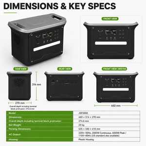 Station d'alimentation portable LiFePO4 1920Wh 2000W à coque métallique avec recharge sans fil pour camping haute puissance - Fournisseur - Product Image 4
