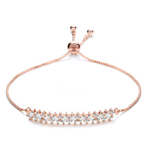 Bracelet en cristal pour femme, or rose blanc, zircon incrusté, serti en canal, usage quotidien, design géométrique AQ1060 - Product Image 4
