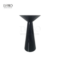 Table de bar moderne ronde en acier inoxydable noir et en verre pour hôtel et centre commercial