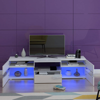 Meuble TV Unité de console TV 2 portes 2 tiroirs Armoires de rangement avec LED RGB Supports de télévision éclairés