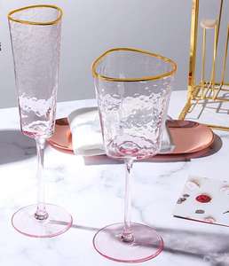 Verre à vin rouge en forme de marteau avec bordure dorée, style créatif, en verre, cristal, rose, gris, vin, <span class=keywords><strong>champagne</strong></span>, gobelet européen, offre spéciale, <span class=keywords><strong>2022</strong></span> - Product Image 4