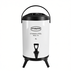 Distributeur de thé au lait en acier inoxydable Db 8L isotherme avec robinet, support blanc pour conteneur de boissons, manuel - Product Image 1