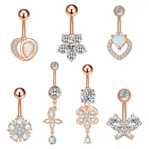 SSeeSY wholesale 2024 hot sale Fashion Jewelry Heart-Shaped Belly Rings Stainless Steel Flower Sexy Navel Ring For Women girl