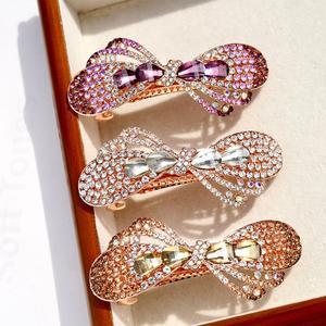 Horquilla de primavera con diamantes de imitación, horquilla con lazo de cristal colorido, joyería elegante para el cabello de mamá, pinza de pelo de aleación de gran tamaño - Product Image 5