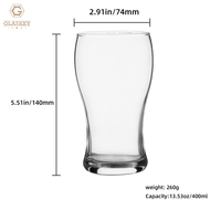 Verre à bière miniature 5oz, verre de dégustation de bière 400ml, verre à bière, passe au lave-vaisselle, verres à bière Pilsner pour bières légères et stouts