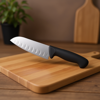 Couteau Santoku 7 pouces, lame en acier inoxydable, finition satinée, durable, manche en plastique ambidextre pour une utilisation en cuisine