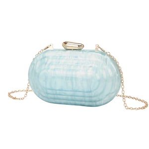 Women Elegant Oval Marbling Acrylic Wedding Clutch <b>Purse</b> Metal Chain Evening Handbag for Dinner Night Out Bar - Product Image 5