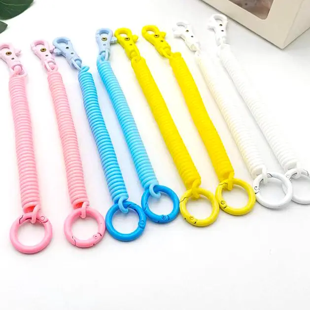 C-Pin Plastic Spring Tool Lanyard Heavy Duty Scaffold Carabiner Keychain with Digital Printing Factory Outlet Wire Rope