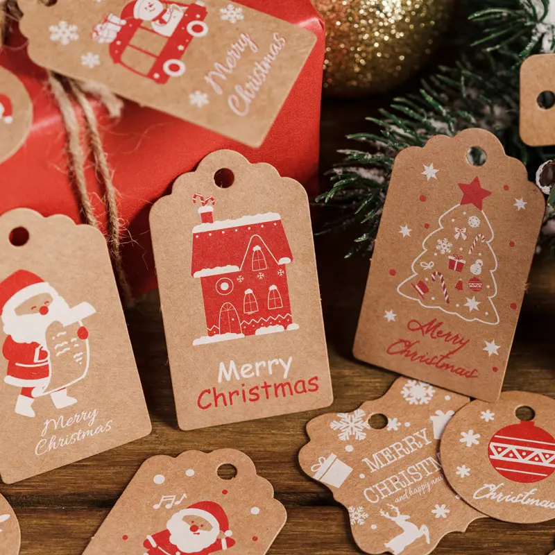 Verdikte Off-The-Shelf Kraftpapier Kerst Tag Decoratie Kleine Hanger Diy Cadeaukaart