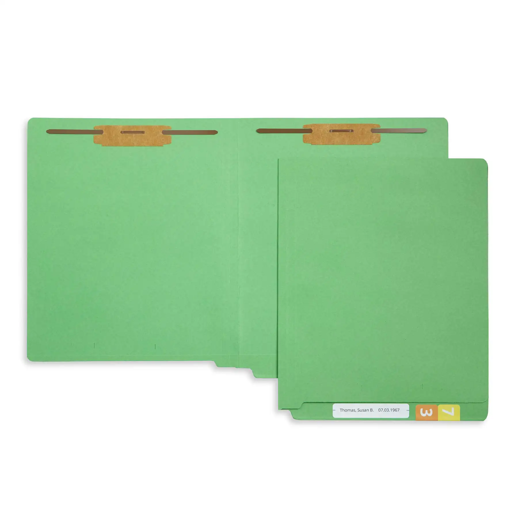 Folder de clasificación verde y gris, accesorio duradero de 2 clavijas, tamaño de las letras, diseñado para organizar archivos médicos estándar