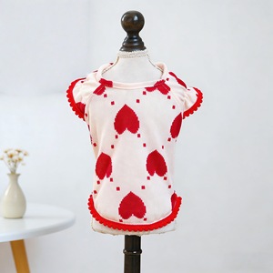 Pet Clothes Heart Print <b>T</b>-Shirt For Small Medium Dogs <b>Cats</b> Four Seasons Polyester Dress - Product Image 1