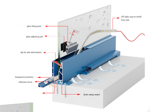 Sistema <span class=keywords><strong>de</strong></span> Barandilla <span class=keywords><strong>de</strong></span> Acero Inoxidable con Acabado Espejo y Soportes para Pasamanos <span class=keywords><strong>de</strong></span> Vidrio, para Escaleras Curvas, Escaleras Flotantes, Balcón y Terraza - Product Image 6