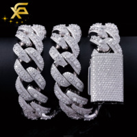 Chaîne cubaine en diamant glacé Pass Tester, argent 925, 20 mm, 22 mm, collier de rappeur hip-hop, chaîne cubaine en moissanite VVS