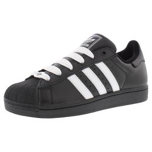 Chaussures unisexes Adidas Superstar II en cuir, couleur noir, style décontracté, noir et blanc - Product Image 1