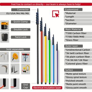 6/8/10/15M Carbon Fiber Water Fed Pole Window Cleaning <b>System</b> Telescopic Brush <b>Solar</b> Panel Cleaning Eco-Friendly <b>Light</b> Weight - Product Image 4