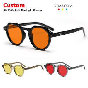 ユニセックスパーソナリティレトロプレートフットブルーTRPC素材フラットライトフレーム男性女性近視アンチブルーライトブロッキンググラス - Product Image 1