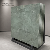 Dalle de marbre vert Kunlun - Marbre naturel vert sauge avec veinage blanc pour comptoir, mur et sol, grande dalle polie