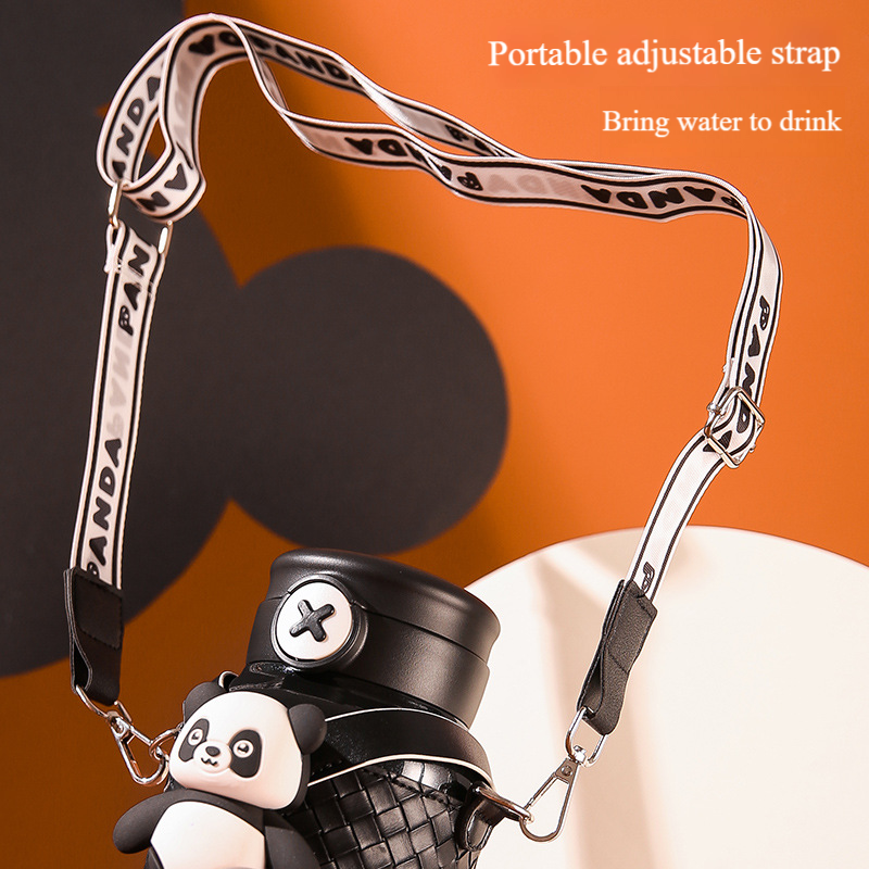 Creative Stylish Panda Thermos Cup Double Wall Stainless Steel Water Bottle for Women Girls Students Hot Cold Drink Dual Use