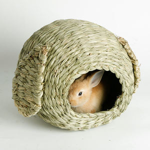 Konijn <span class=keywords><strong>Totoro</strong></span> Kat Cavia Veilig Ontsnappingshuis Natuurlijke Milieubescherming Gras Nest Duurzame Grot Huis Voor Huisdieren Bedden - Product Image 1