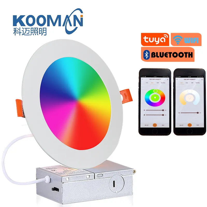 ETL 4 6 Inch Ultra Slim TUYA Smart WiFi APP Voice Dimmable Cct Pot Light Recessed 9W 12W RGB Panel Light