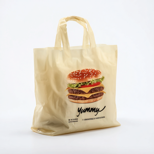 Offre Spéciale promotionnel logo personnalisé épicerie PE en plastique alimentaire à emporter emballage de courses merci sac à provisions avec poignée - Product Image 1