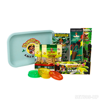 Kit d'accessoires : Plateaux roulants colorés, Broyeur à herbes en plastique 2 pièces, Tube de rangement, Papier à rouler parfumé au chanvre