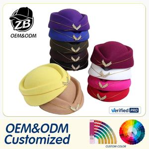 Gorra de Fieltro Personalizada al por Mayor para Azafatas, Elegante Sombrero Profesional para Mujer, Accesorios de Disfraces de Cosplay - Product Image 1