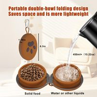 Bols pour chien pliables en silicone 2-en-1 pour les voyages, bol portable pour nourriture et eau pour animaux de compagnie avec mousqueton, bol pliable de luxe pour chien