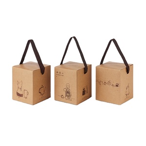 Kraft Box With Custom Printing Coffee Kraft Paper Box Coffee Cardboard Box With Handle