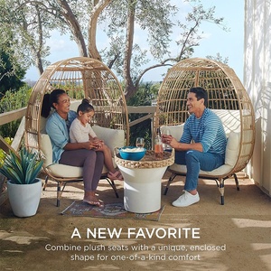 Sedia a dondolo di lusso in vimini a forma di uovo, sedia a dondolo in rattan per esterni, sedia lounge per il relax in giardino - Product Image 5