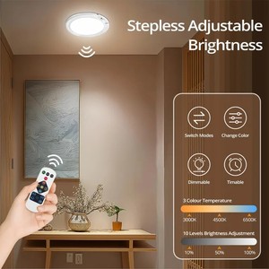 Lámpara <span class=keywords><strong>de</strong></span> <span class=keywords><strong>Techo</strong></span> LED con Sensor <span class=keywords><strong>de</strong></span> Movimiento, Control Remoto, Carga USB, Instalación Magnética, Redonda, <span class=keywords><strong>para</strong></span> Escaleras, Dormitorio, Armario, Lámpara Nocturna - Product Image 2