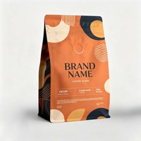 Sachet de café à fond plat imprimé sur mesure avec valve unidirectionnelle, finition mate, résistant à l'humidité, pochette vide pour l'emballage des grains de café