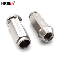 Écrou de roue automobile M12x1.5mm en alliage de titane Ti-6Al-4V Gr.5, avec extrémité à rainures ouvertes, cône hexagonal de 17mm, couleur titane naturel