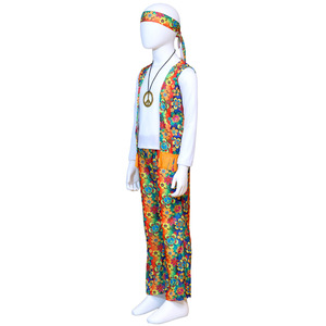 Ensemble de costumes hippies pour enfants, tenue imprimée avec signe de paix, vêtements de scène, style européen et américain - Product Image 4