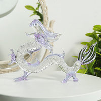 Dragon en cristal soufflé à la main, écologique, gaufré et poli, 93 mm, décoration de boule haute, pour la maison, porte-bonheur Feng Shui
