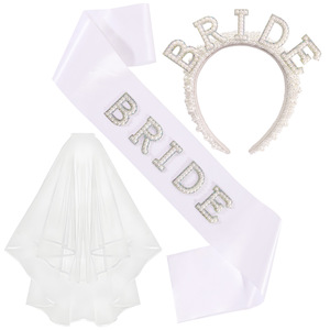 Diadema de Perlas y Cristales para Novia, Velo y Diadema para el Cabello, Set de Novia para Boda WB009 - Product Image 4