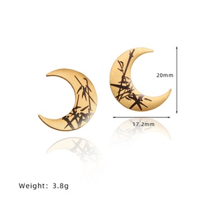 Pendientes de Joyería Vintage, Chapados en Oro, de Acero Inoxidable, con Diseño de Luna, para Mujer - Product Image 2