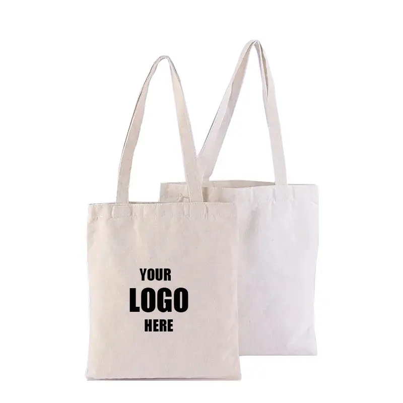 Personalized printing custom logo durable Reusable canvas cotton tote blank plain shopping bag