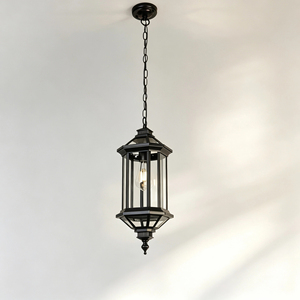 Lampe suspendue vintage en <span class=keywords><strong>fer</strong></span> forgé, aluminium et verre, étanche IP65, pour gazebo, véranda, restaurant, porche, plafond, jardin - Product Image 1