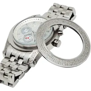 Livraison gratuite de luxe Top usine étanche plein diamant 55mm grand visage chronographe quartz montres hommes poignet