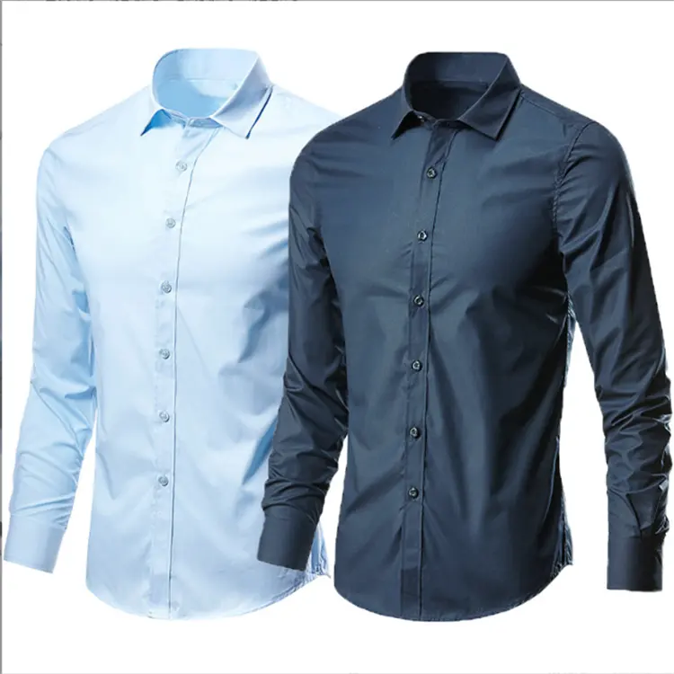 Wholesale Custom Men's Shirts Formal Office Dress Cheap White Shirts for Men Cotton Casual Stand-up Collar Long Sleeve Shirt