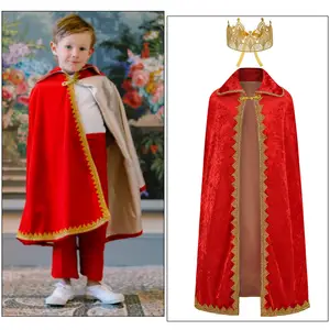 Baige Halloween Christmas Prince costume carnival Children's double King Cape+Scepter+crown