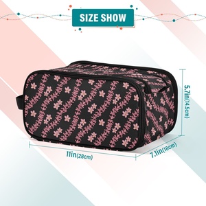 Hawaii Pink Plumiera Design Makeup Bag Pouch Waterproof Make up Bag Skincare Cosmetic Travel Toiletry Bag with Compartments - Product Image 3