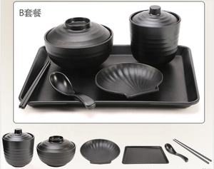 Juego de Platos de <span class=keywords><strong>Melamina</strong></span> Negra para Restaurante, Apto para Lavavajillas, <span class=keywords><strong>Vajilla</strong></span> de Porcelana China para Hotel, Venta al por Mayor de Fábrica - Product Image 2