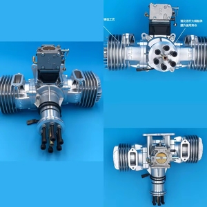 Moteur à essence pour modèle d'aviation DLE170, bicylindre, deux temps, échappement latéral, refroidissement par air naturel, cylindrée 170 cm³, pour drone - Product Image 5