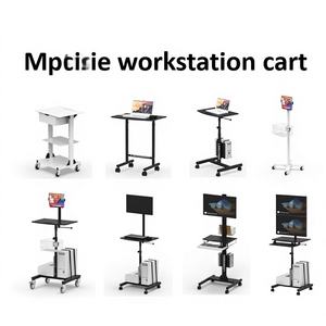 Station de travail mobile pour diffusion en direct en acier avec chariot TV, hauteur réglable et mobilité sur 4 roues - Product Image 1