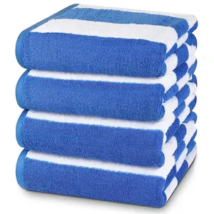 Venta caliente personalizado rayas impresas 100% algodón Terry absorbente secado rápido baño playa Toallas para piscina natación