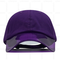Offre Spéciale 3D Broderie 100% Coton 6 Panneaux Papa Chapeaux Protection Solaire Logo Personnalisé Transparent PVC Bord Blanc Casquettes de Baseball