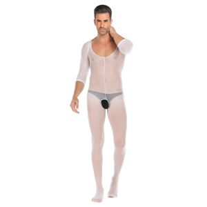 Venta al por mayor Sexy Hombre Lencería de manga larga Bodystocking Entrepierna abierta Babydoll Bodysuits - Product Image 1