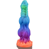 Fantasy Hunde-Knoten Dildo Weiches Flüssigsilikon Leuchtende Dildos für Anfänger Monster-Alien-Tier-Penis mit Saugnapf für G-Punkt